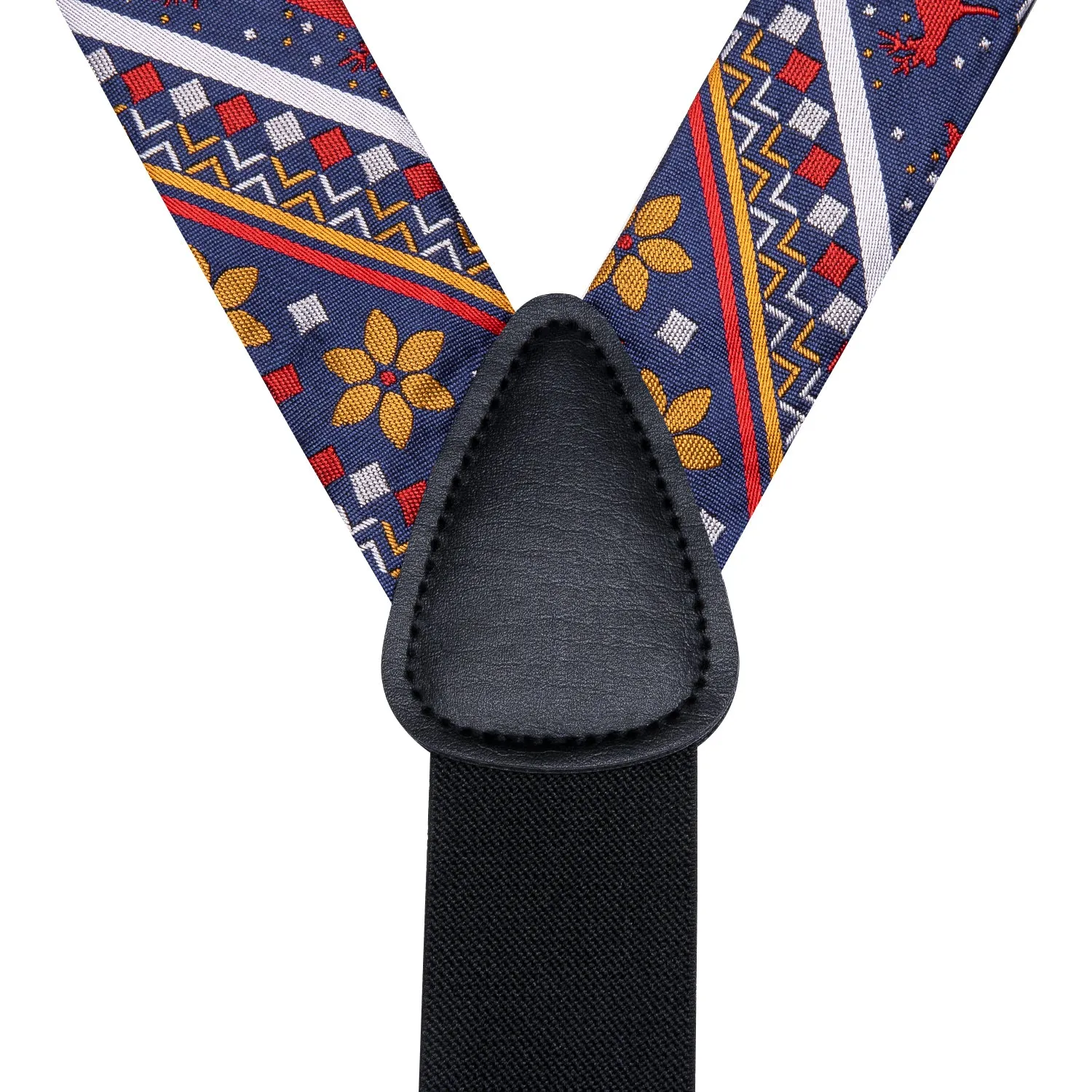 Hi-Tie Blue Red Christmas Novelty Suspender Bowtie Hanky Cufflinks Set