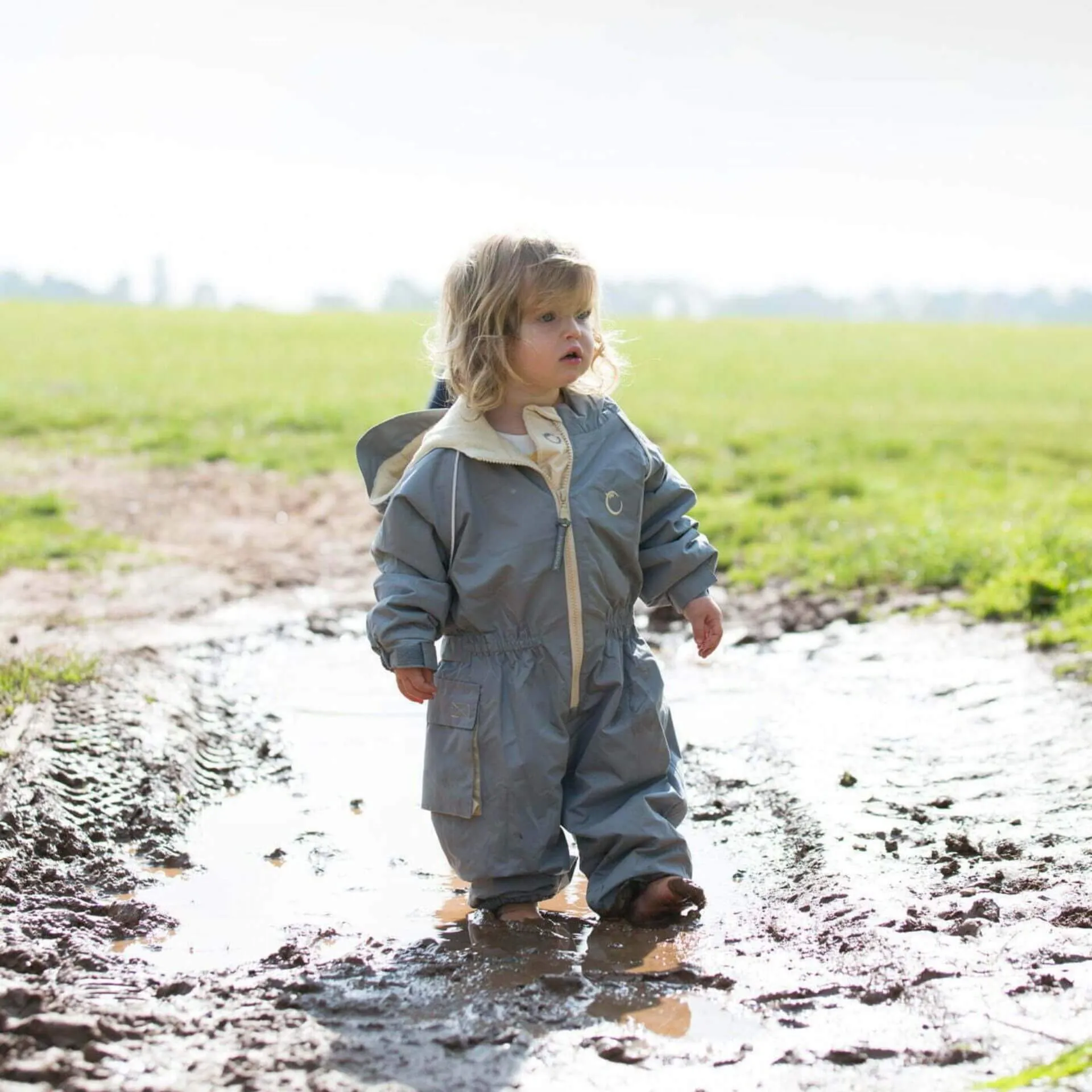 Hippychick Toddler All-In-One Waterproof Fleece Lined Suit (Cool Grey)