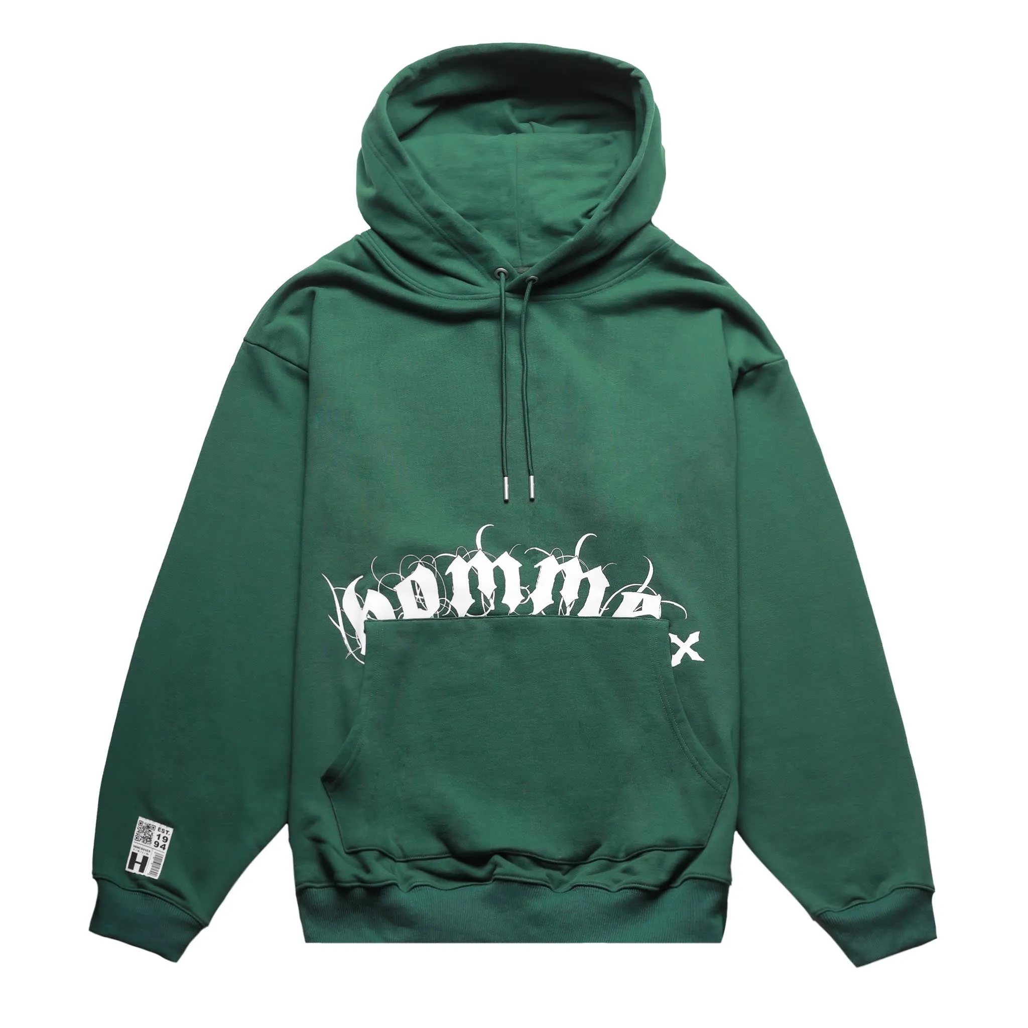 HOMME  Gothic Print Hoodie Forest