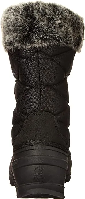 Kamik Momentum3 Black Pull On Rounded Toe Waterproof Fur Trim Ankle Snow Boots