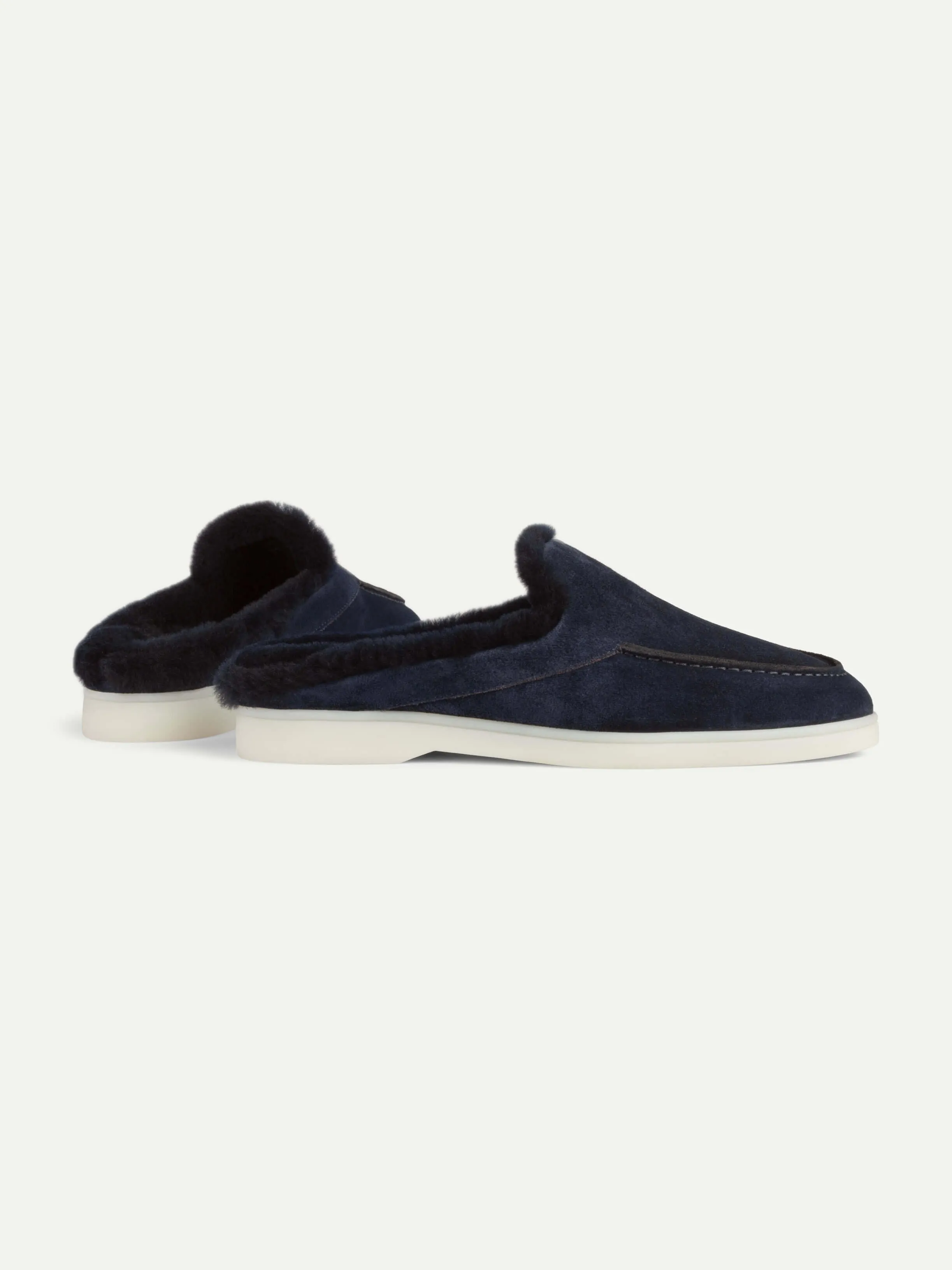 Lady Navy Fur Yacht Slipper