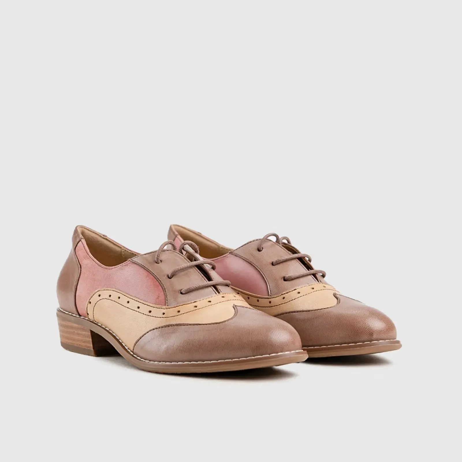 Leather Oxfords Brown/Purple HA025