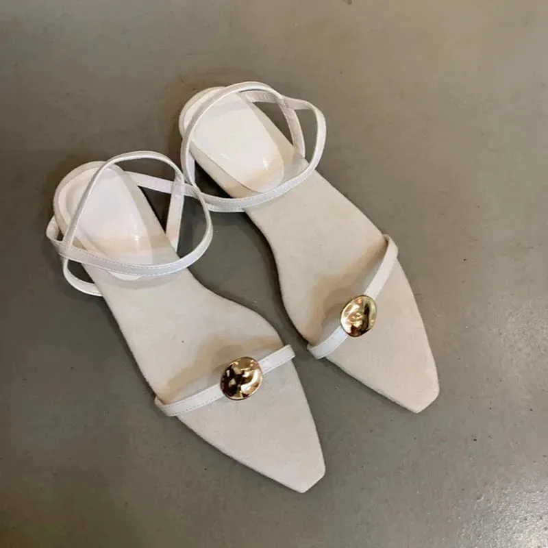 LIZAKOSHT  -  Ankle Strap Sandals Brand Narrow Band Beach Flip Flops Slingback Sandal Open Toe Flat Heels Shoes Sandalias Slipper Mujer