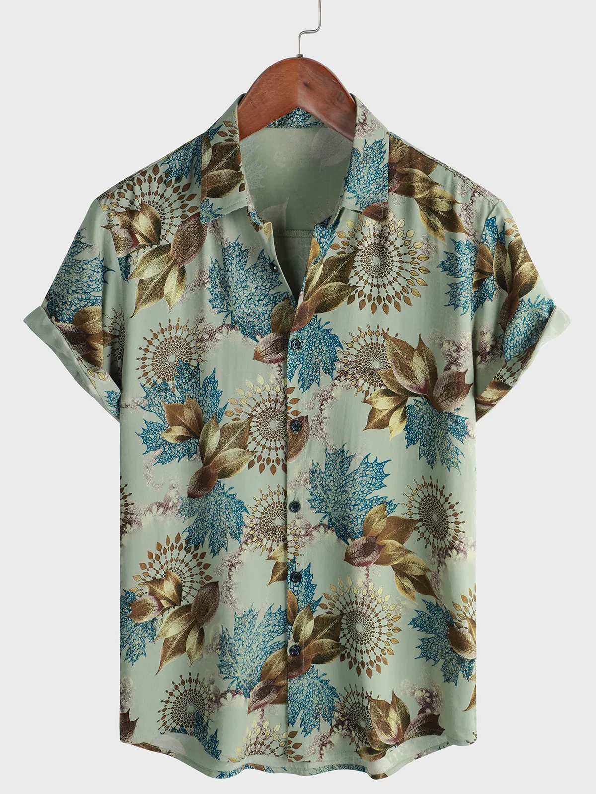 Men's Retro Holiday Summer Breathable Casual Short Sleeve Button Up Shirt