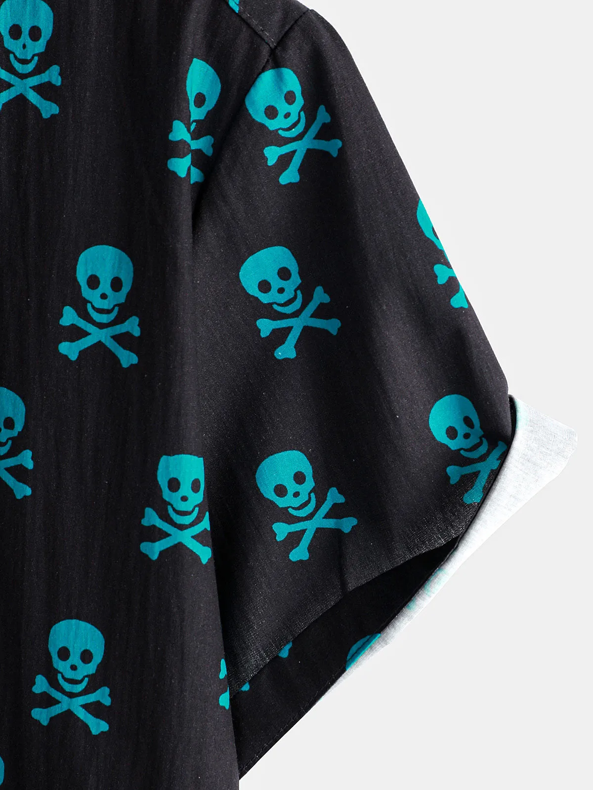 Men's Skull Punk Rock Holiday Beach Cotton Breathable Cool Summer Short Sleeve Shirt