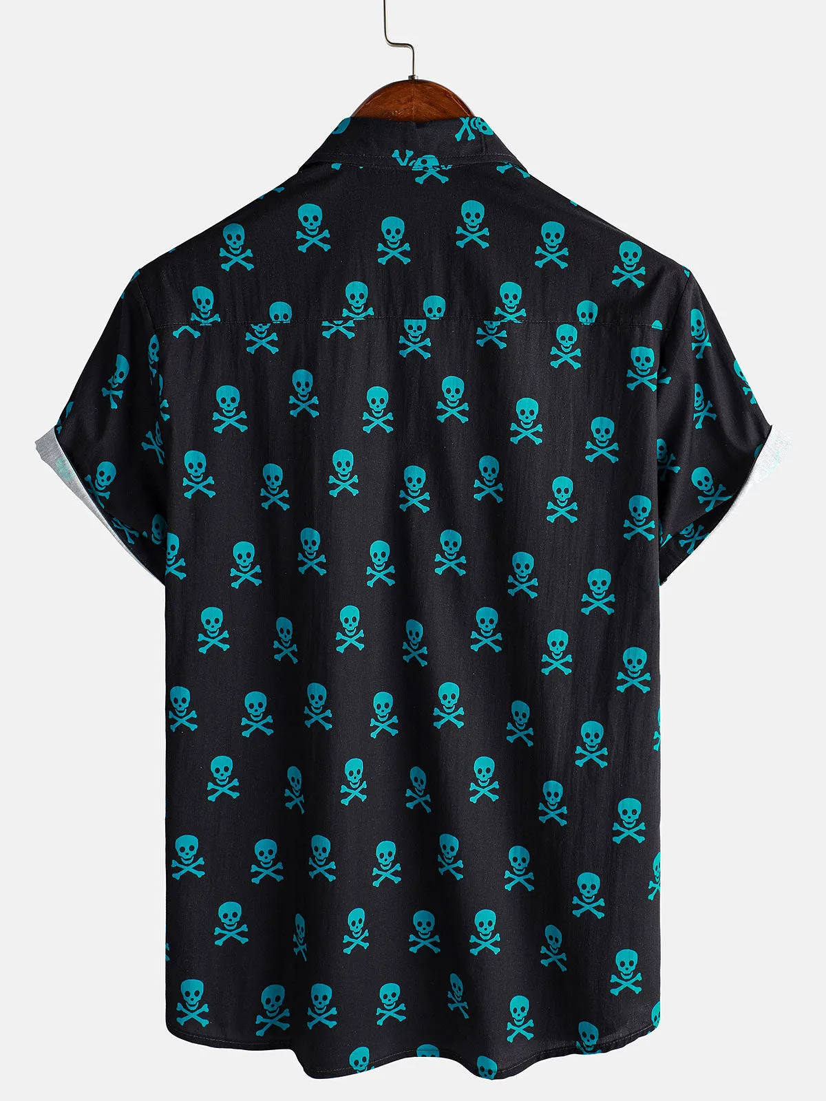 Men's Skull Punk Rock Holiday Beach Cotton Breathable Cool Summer Short Sleeve Shirt