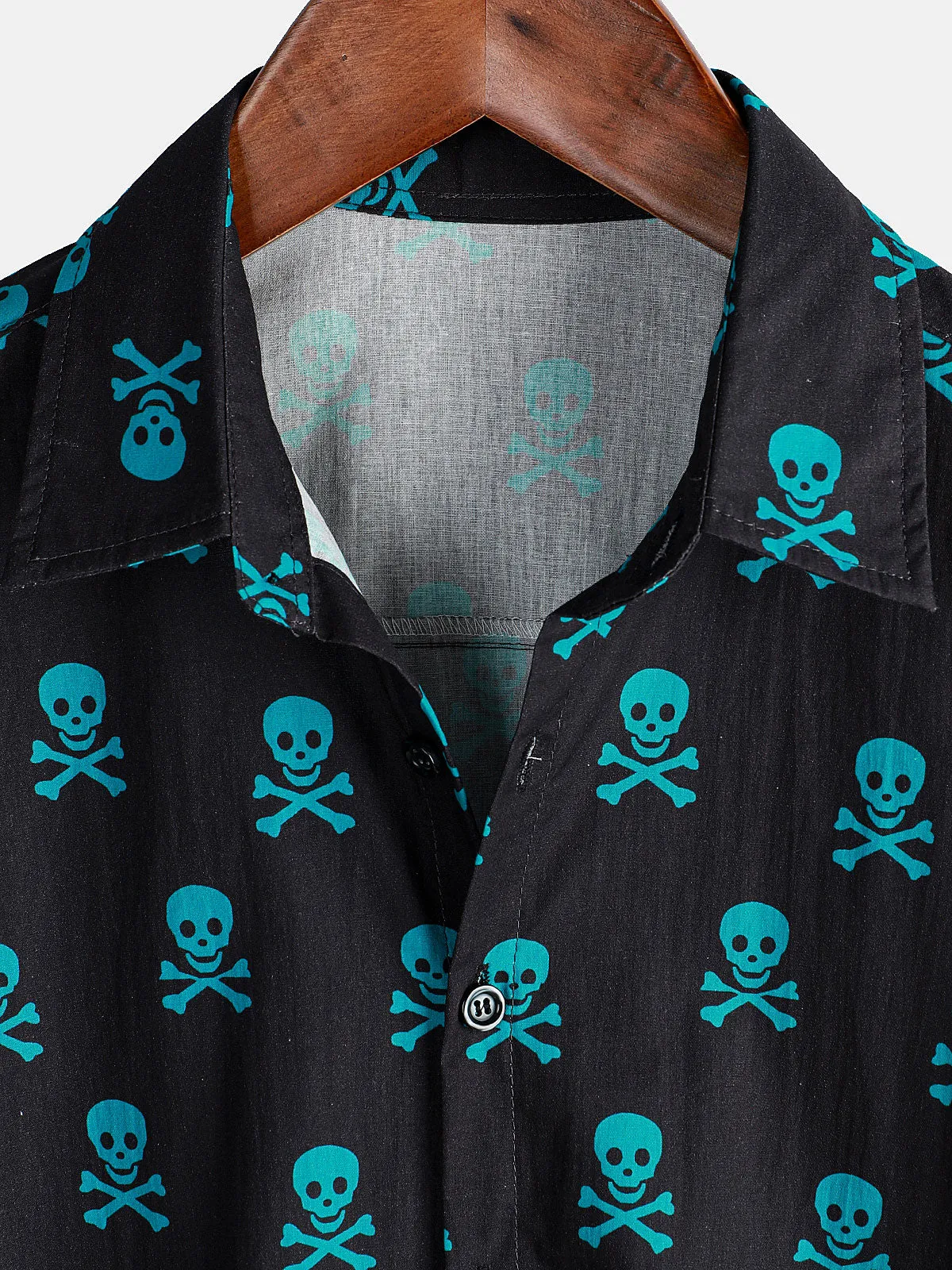 Men's Skull Punk Rock Holiday Beach Cotton Breathable Cool Summer Short Sleeve Shirt