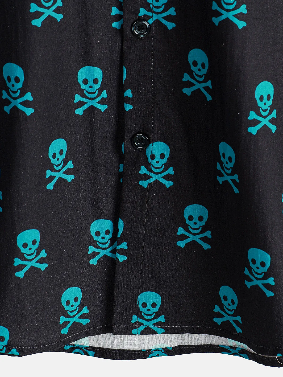 Men's Skull Punk Rock Holiday Beach Cotton Breathable Cool Summer Short Sleeve Shirt