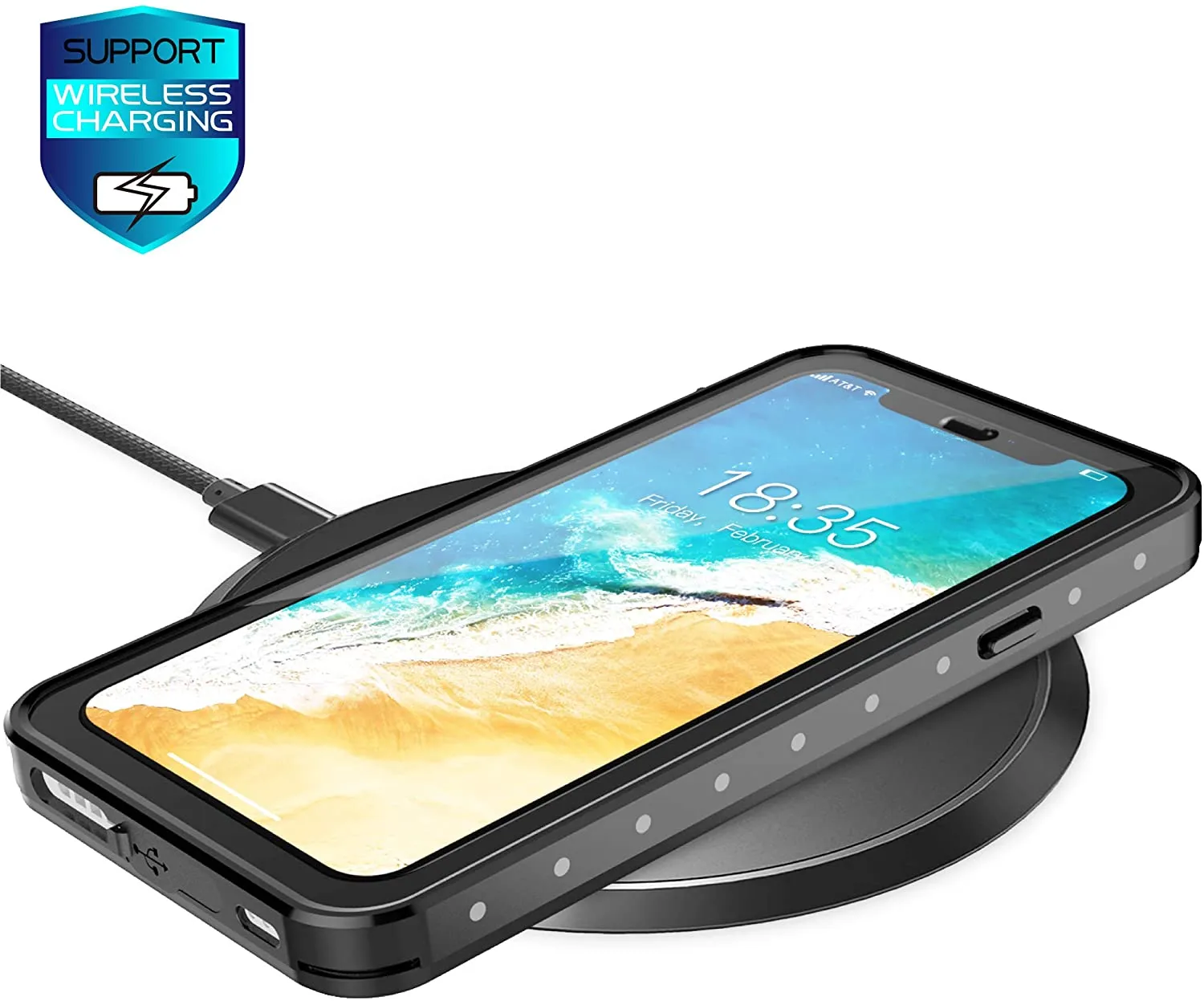 OAKTREE ShockProof WaterProof Full-Body Rugged Case for iPhone XR - Black/Clear Back