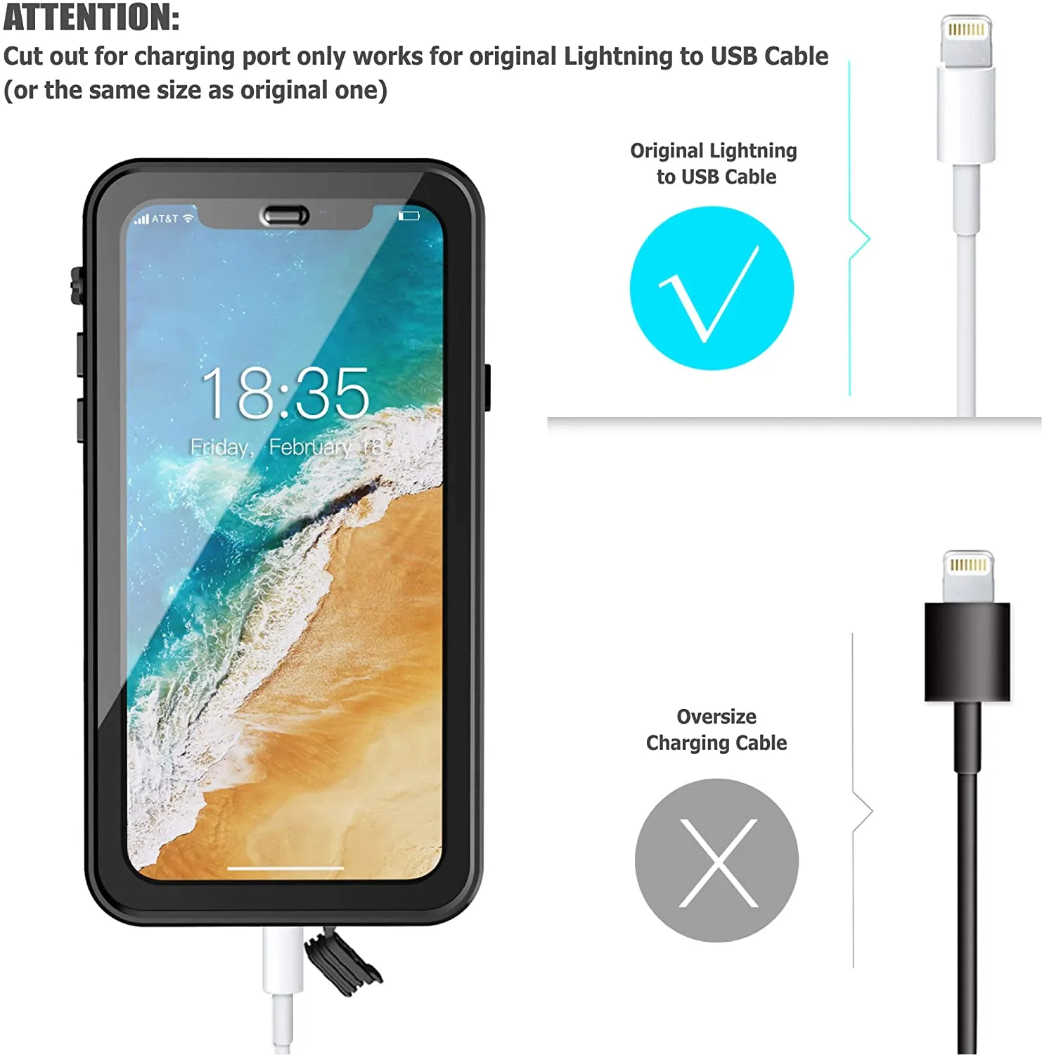 OAKTREE ShockProof WaterProof Full-Body Rugged Case for iPhone XR - Black/Clear Back
