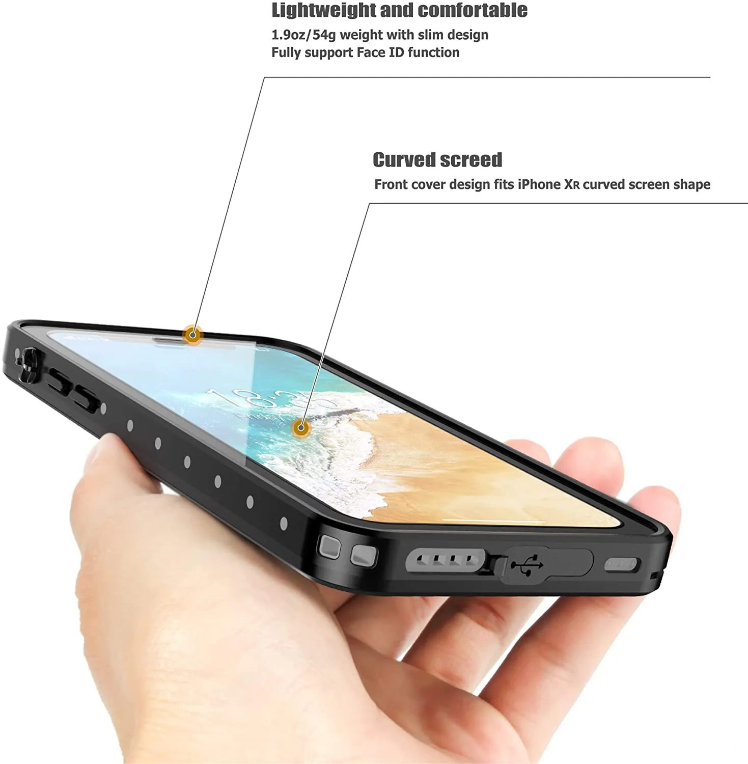 OAKTREE ShockProof WaterProof Full-Body Rugged Case for iPhone XR - Black/Clear Back