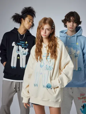 Oh No! I Don’t Want to Work!" Oversized Graphic Hoodie – Cute Lazy Cat Design for Casual Wear