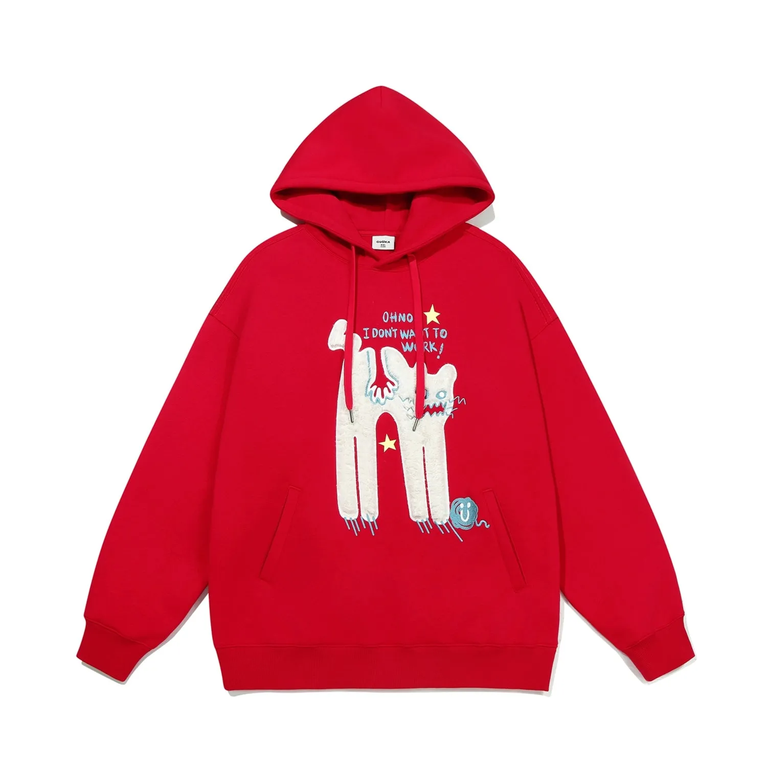 Oh No! I Don’t Want to Work!" Oversized Graphic Hoodie – Cute Lazy Cat Design for Casual Wear