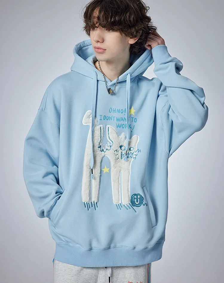 Oh No! I Don’t Want to Work!" Oversized Graphic Hoodie – Cute Lazy Cat Design for Casual Wear