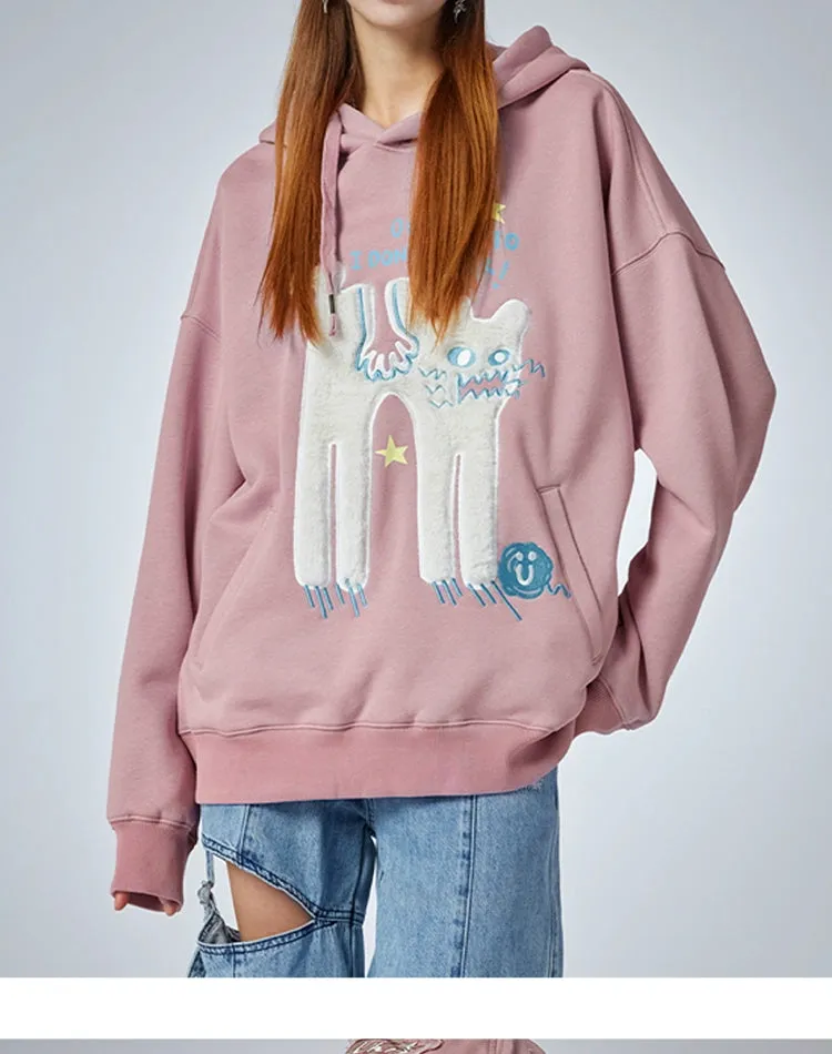 Oh No! I Don’t Want to Work!" Oversized Graphic Hoodie – Cute Lazy Cat Design for Casual Wear