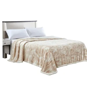 Plazatex Alaska Sherpa Machine Washable Warm and Comfortable Blanket Beige