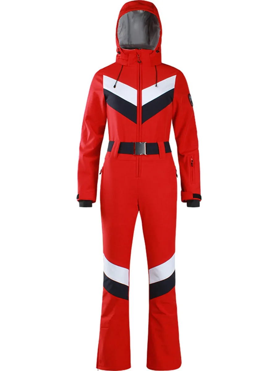 Retro Style Essential One-piece Ski Suit Thick Outdoor Snowwear