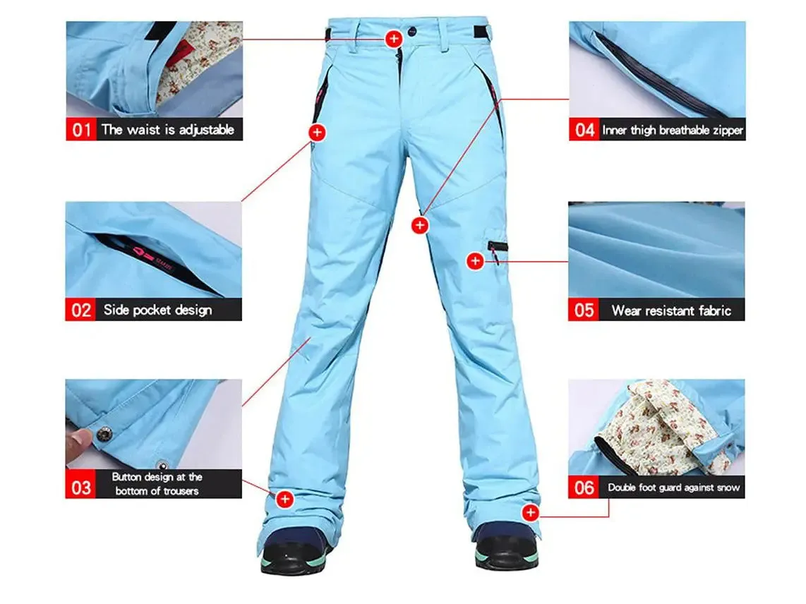 Riuiyele Women Ski Snowboard Shell Snow Pant Thermal