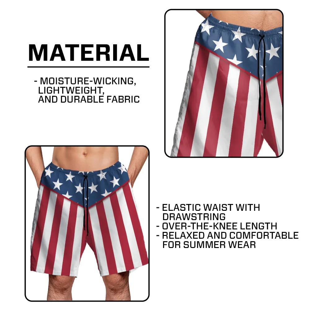 Teesdily | God Bless America Hawaiian Aloha Shirt, Jesus Eagle American Flag Hawaii Set, Independence Day Hawaii Shirt, Outfit Summer Gift For Men