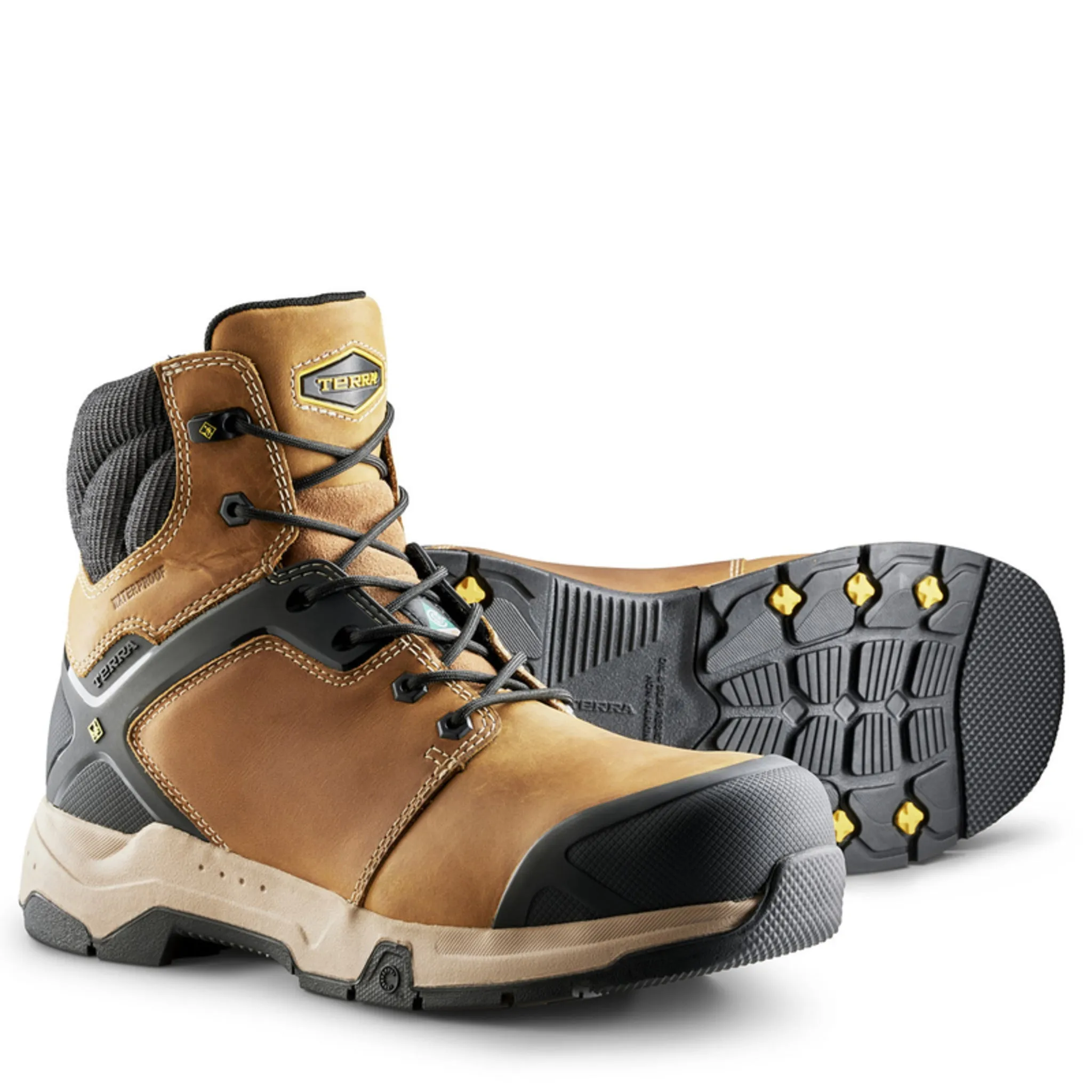 Terra Men's Carbine Safety Work Boots 6" Leather Waterproof Composite Toe | Sizes 7-15