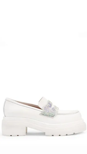 Tokyo White Leather Loafers