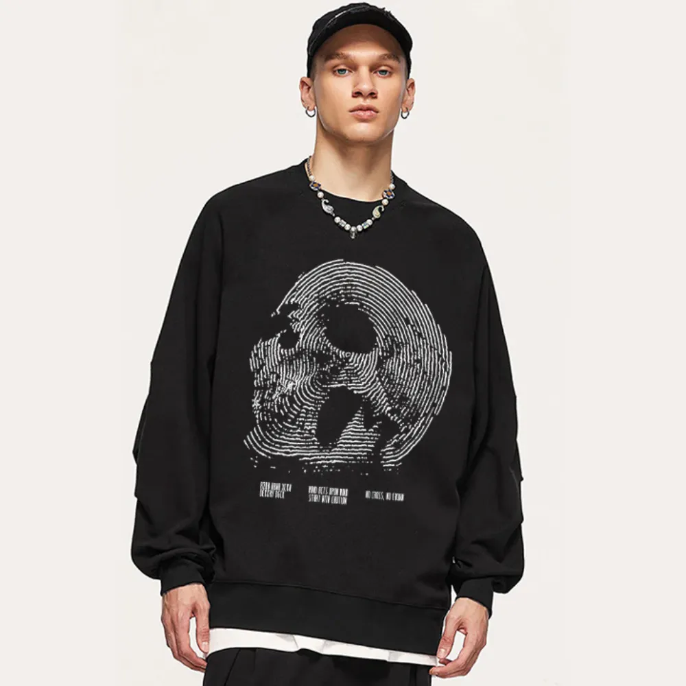 “Trendy niche skull line print” Sweatshirt