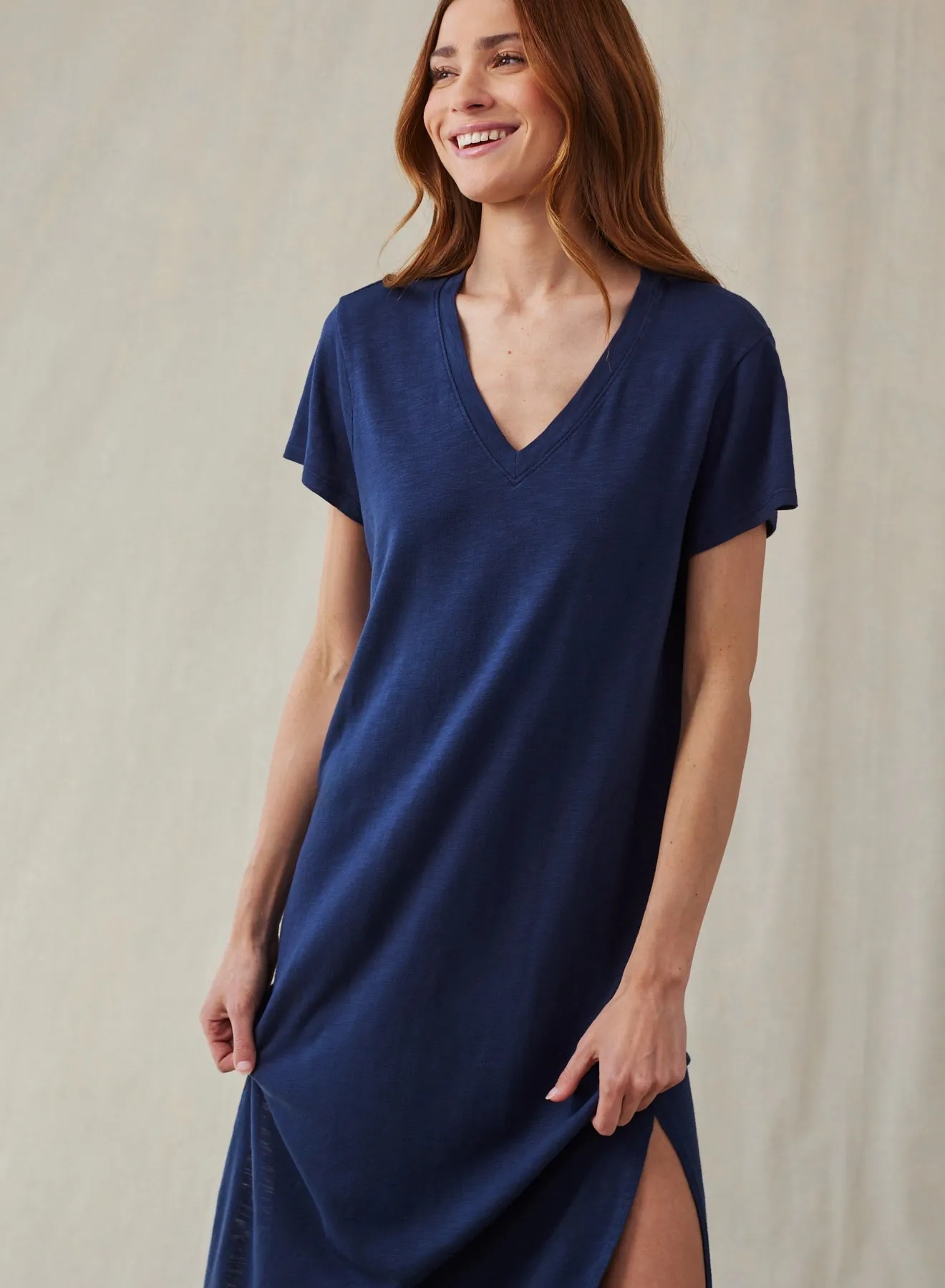 V-Neck Knit Maxi Dress - Endless Sea