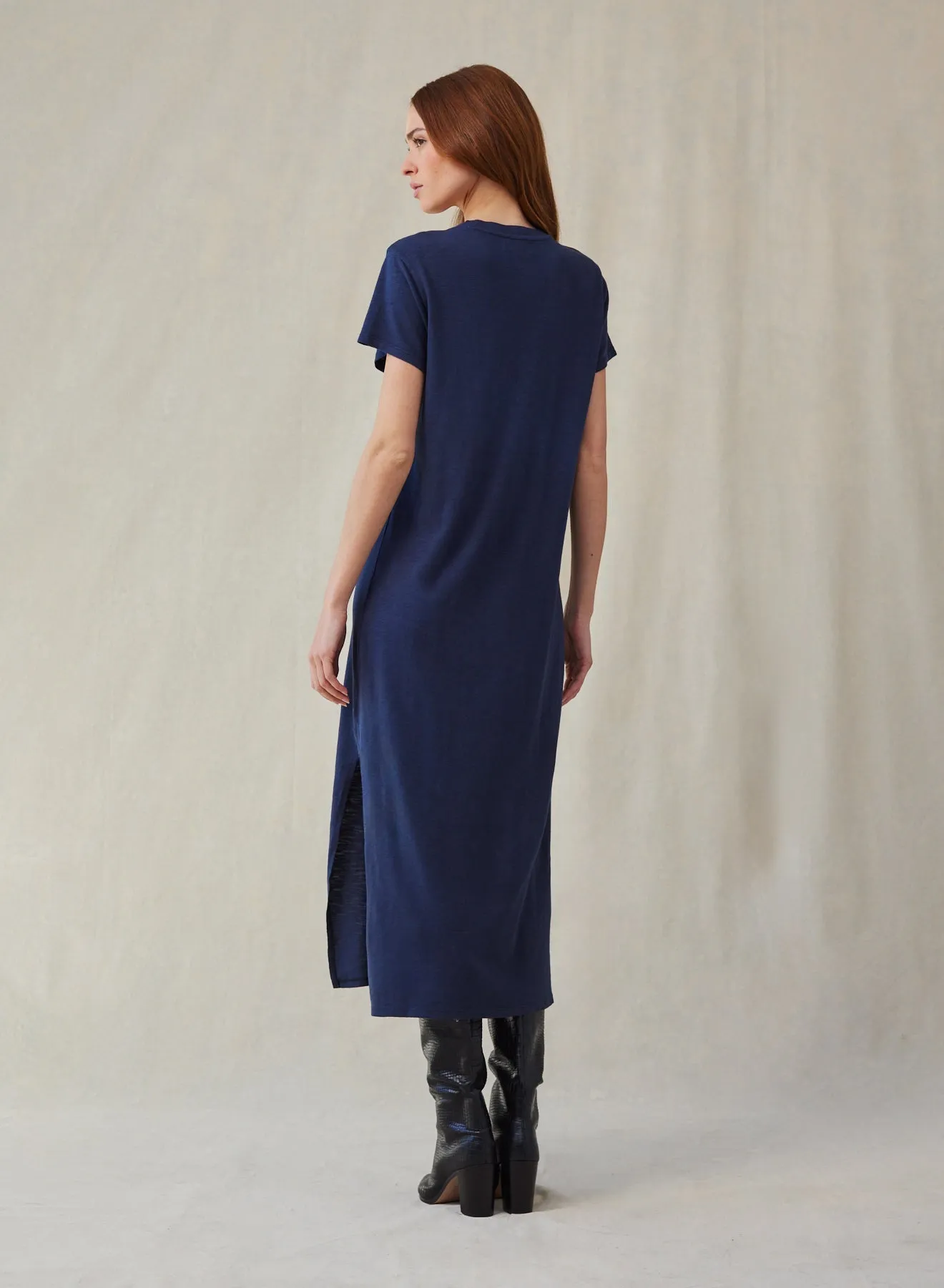 V-Neck Knit Maxi Dress - Endless Sea