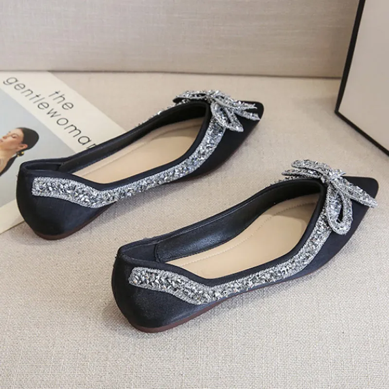 vanccy Rhinestone  Casual Comfort Dressy Flats For Wedding Bling Diamonds Bridal Shoes