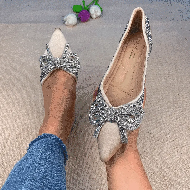 vanccy Rhinestone  Casual Comfort Dressy Flats For Wedding Bling Diamonds Bridal Shoes