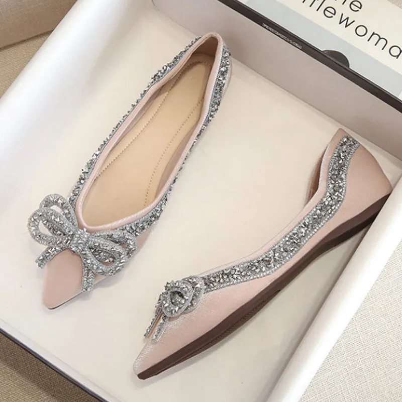 vanccy Rhinestone  Casual Comfort Dressy Flats For Wedding Bling Diamonds Bridal Shoes