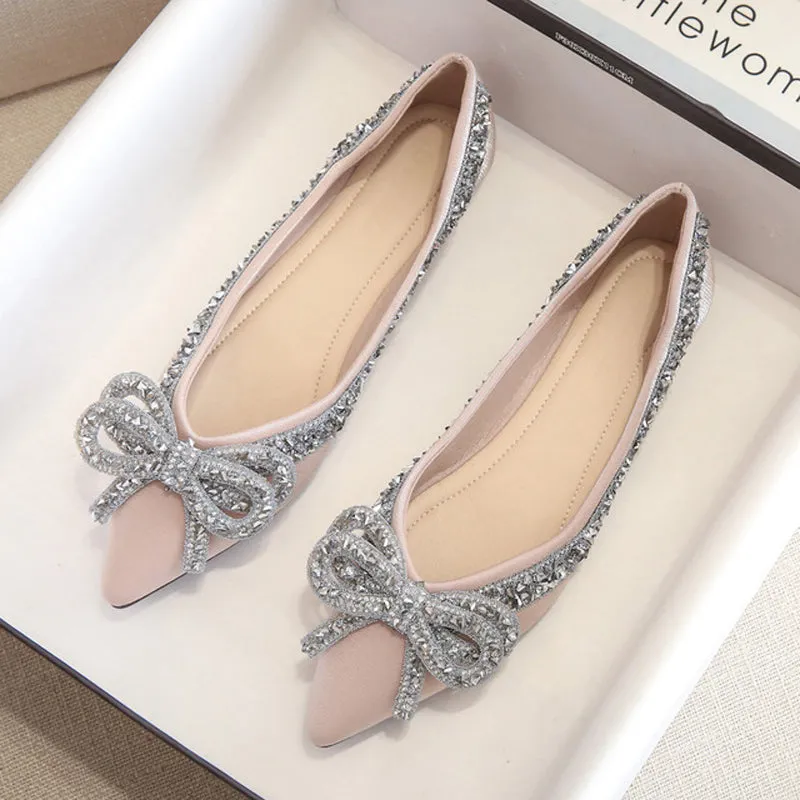 vanccy Rhinestone  Casual Comfort Dressy Flats For Wedding Bling Diamonds Bridal Shoes