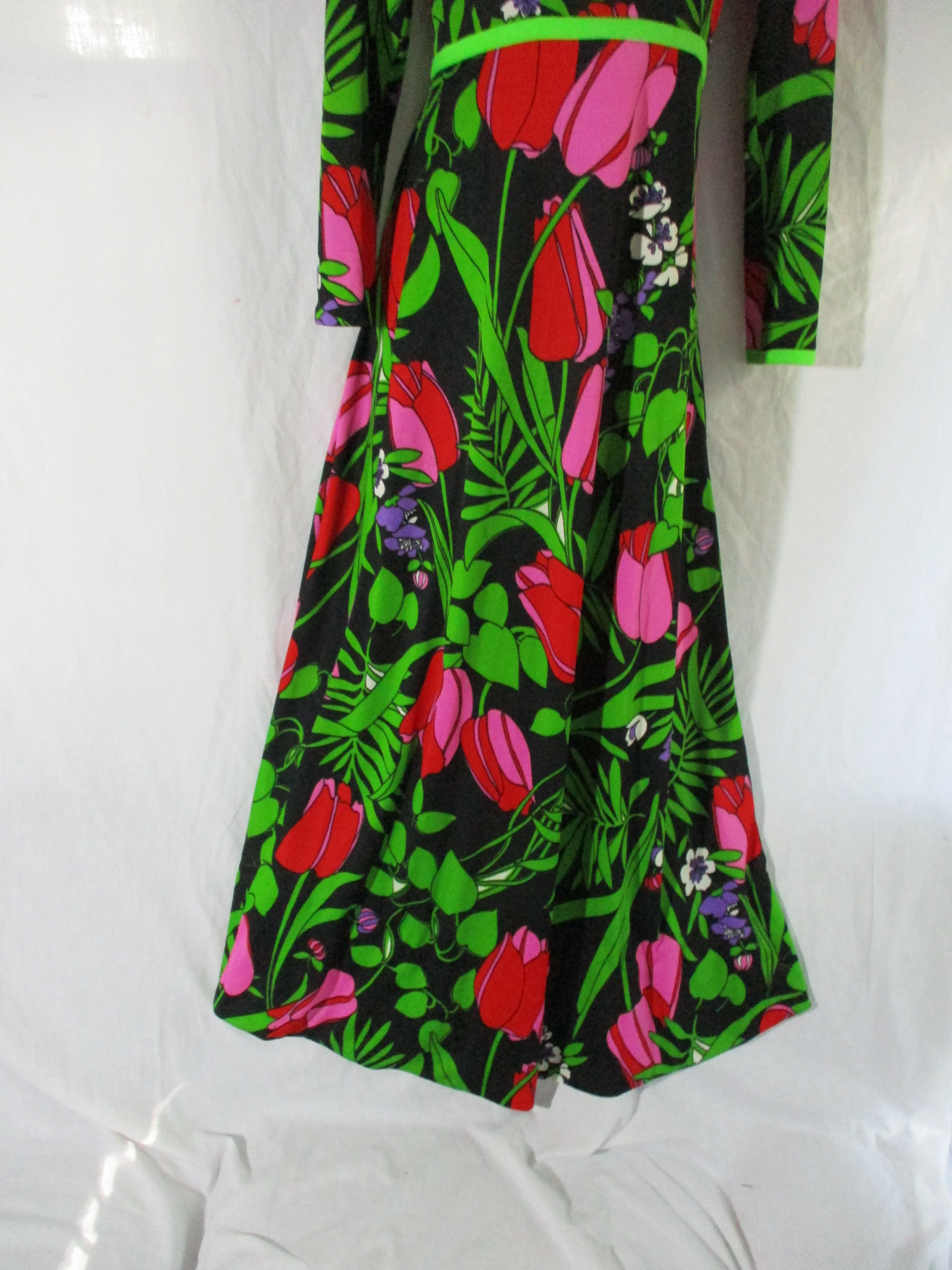 Vintage KERAM NEW YORK FLORAL RUNWAY Maxi Dress Hand Washable