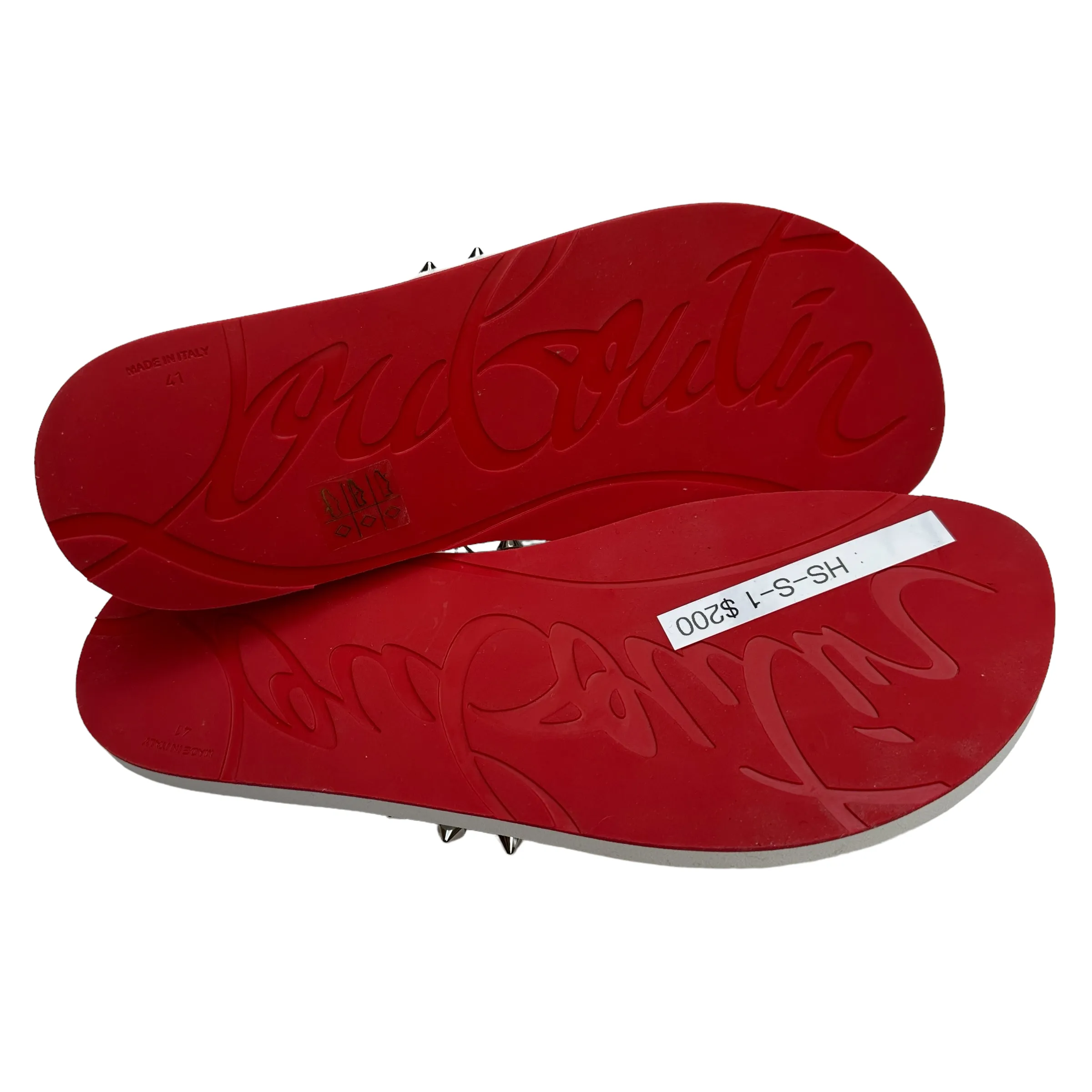 White Rubber Flip Flops w/Spikes - 11