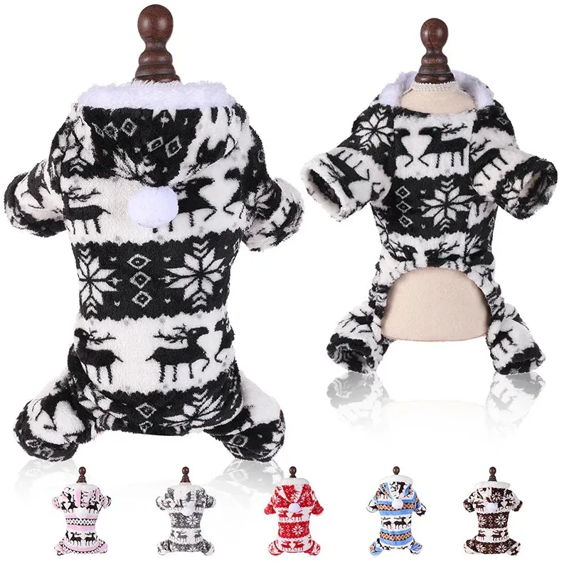 Winter Plush Dog Jumpsuit - Cozy Pet Pajamas for Small to Medium Dogs and Cats