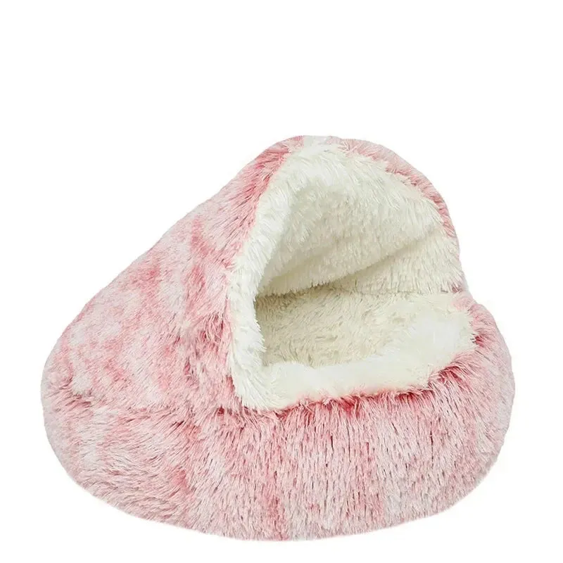 Winter Plush Pet Cat Bed - 2-in-1 Warm Cat Basket & Sleeping Bag Nest for Small Dogs & Cats