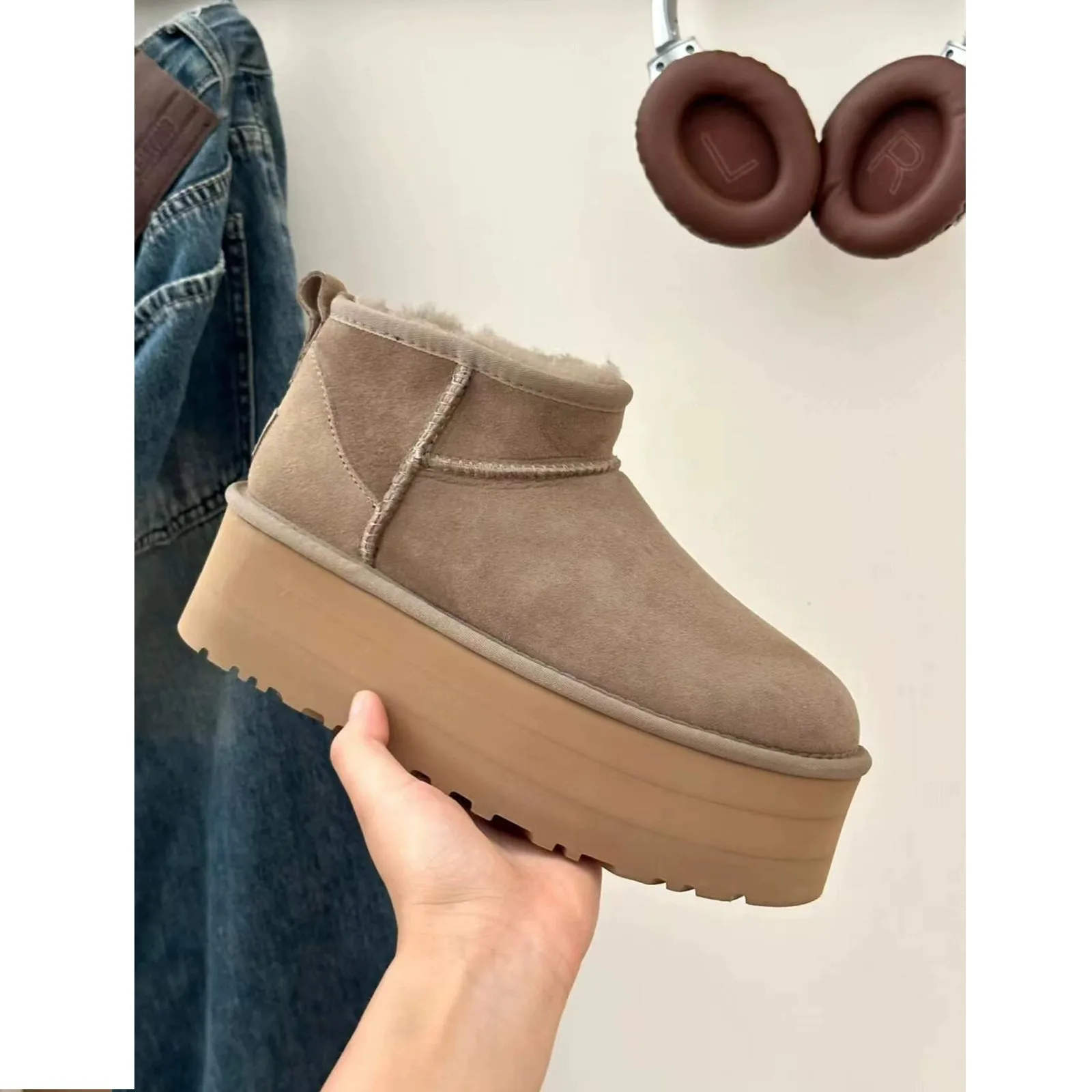 Winter Short Fleece-lined Thickened Outdoor Cotton-Padded Shoes Snow Boots