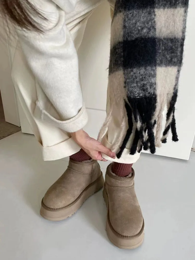 Winter Short Fleece-lined Thickened Outdoor Cotton-Padded Shoes Snow Boots