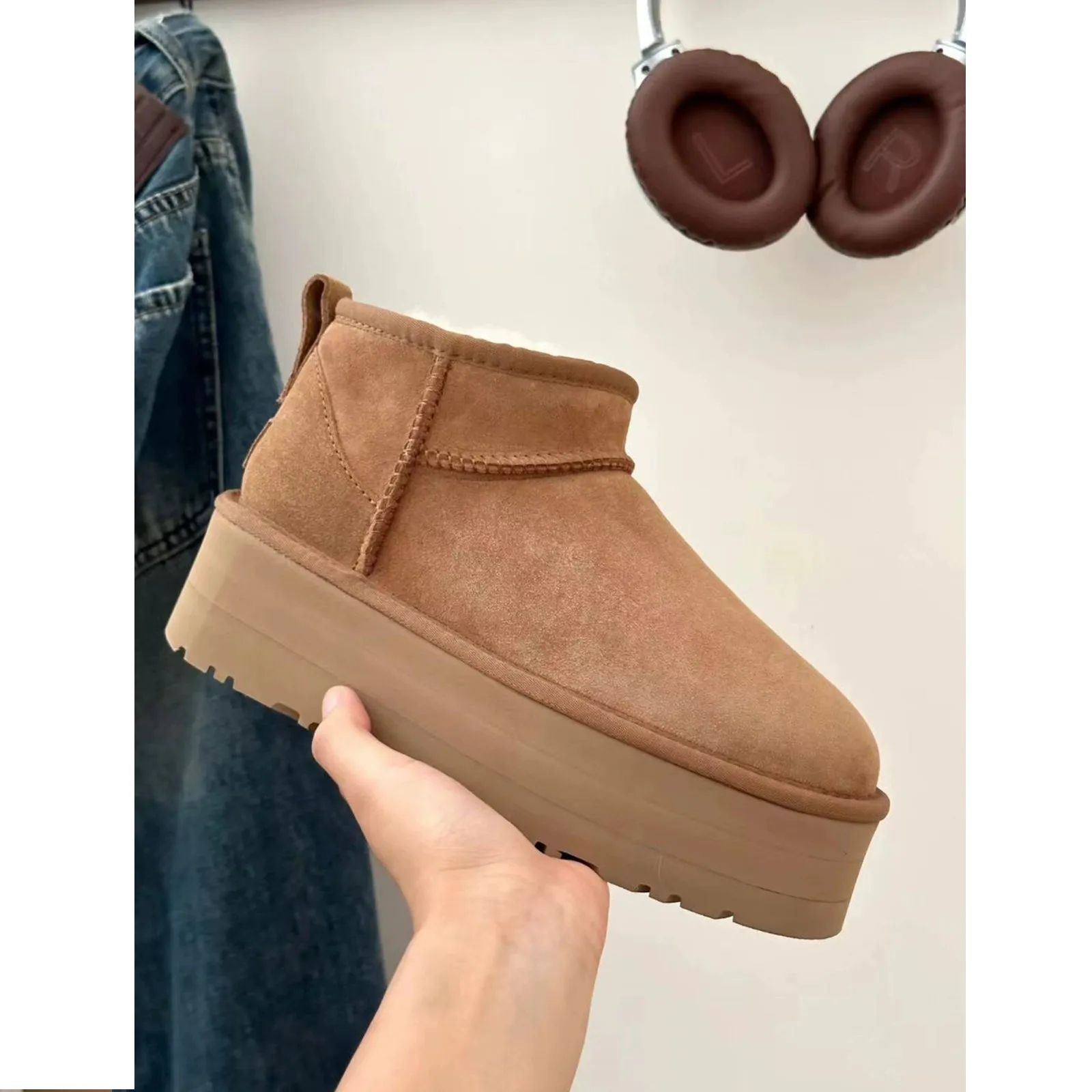 Winter Short Fleece-lined Thickened Outdoor Cotton-Padded Shoes Snow Boots