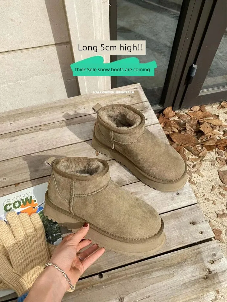 Winter Short Fleece-lined Thickened Outdoor Cotton-Padded Shoes Snow Boots