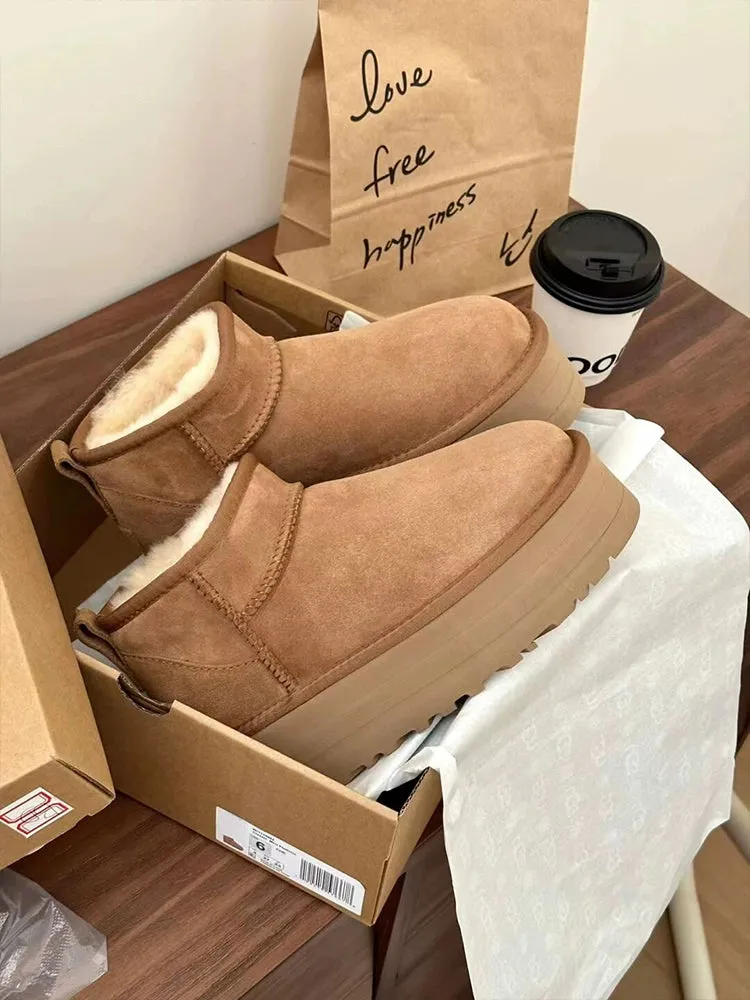 Winter Short Fleece-lined Thickened Outdoor Cotton-Padded Shoes Snow Boots