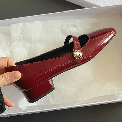 Women's low heel marry jane loafers shoes french chic dressy loafers