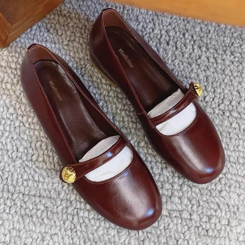 Women's low heel marry jane loafers shoes french chic dressy loafers