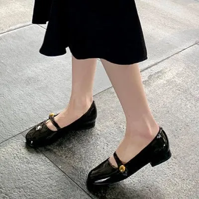 Women's low heel marry jane loafers shoes french chic dressy loafers