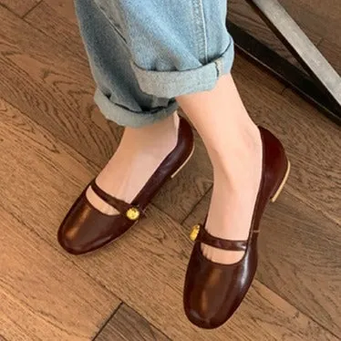 Women's low heel marry jane loafers shoes french chic dressy loafers