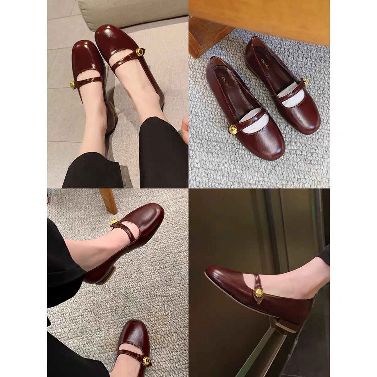 Women's low heel marry jane loafers shoes french chic dressy loafers