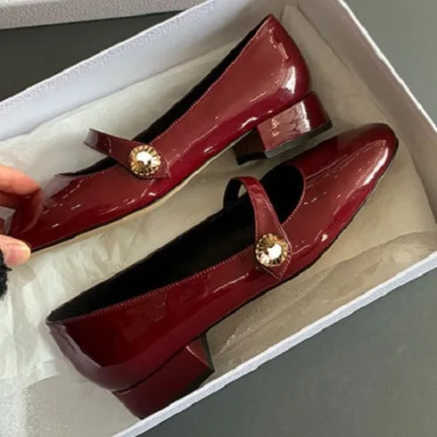 Women's low heel marry jane loafers shoes french chic dressy loafers