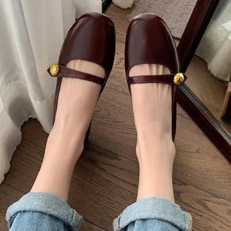 Women's low heel marry jane loafers shoes french chic dressy loafers