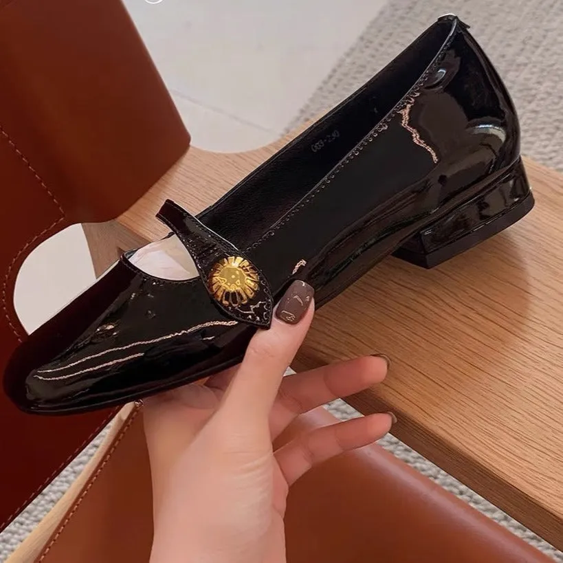Women's low heel marry jane loafers shoes french chic dressy loafers