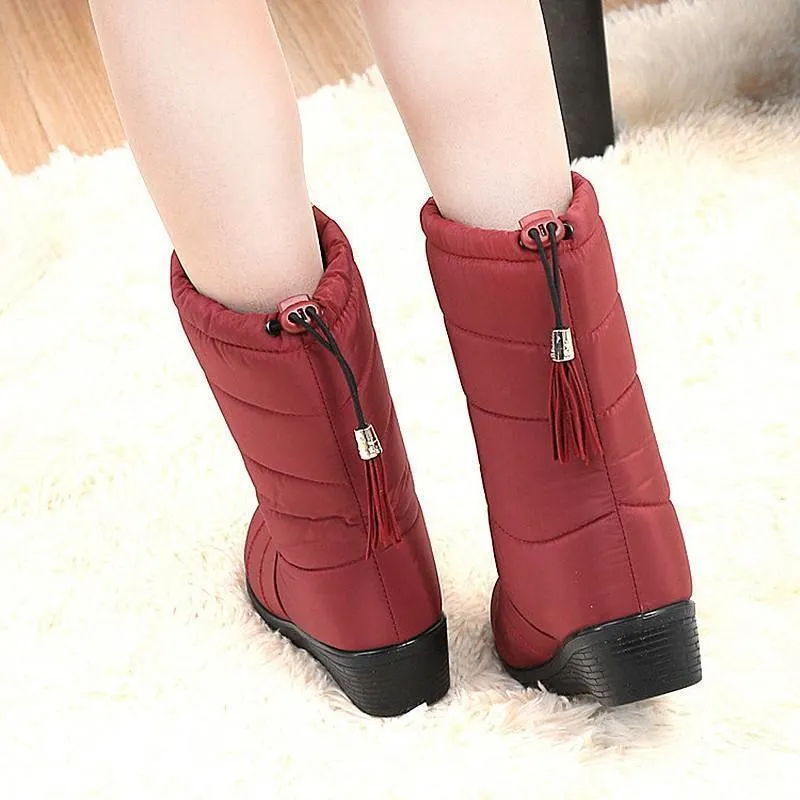 Women's mid calf snow boots | Faux fur lined boots | Waterproof snow boots